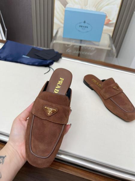 PRADA Wrap-toe Slippers Women's Brown