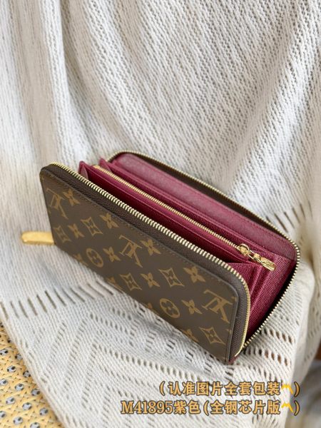 LOUIS VUITTON Zippy Wallet Monogram Fuchsia M41895 size 19.5*2.5*10.5 cm