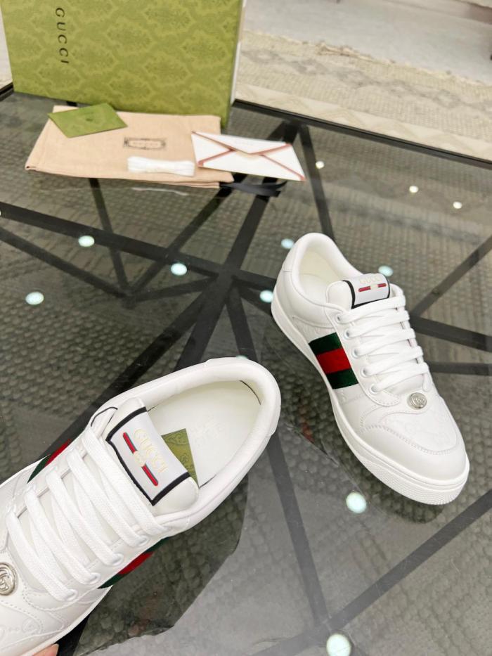 GUCCI Screener Dusty Shoes Skateboard Shoes Men's White Green