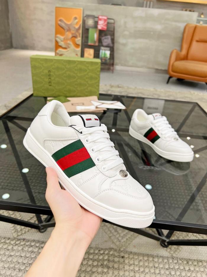 GUCCI Screener Dusty Shoes Skateboard Shoes Men's White Green
