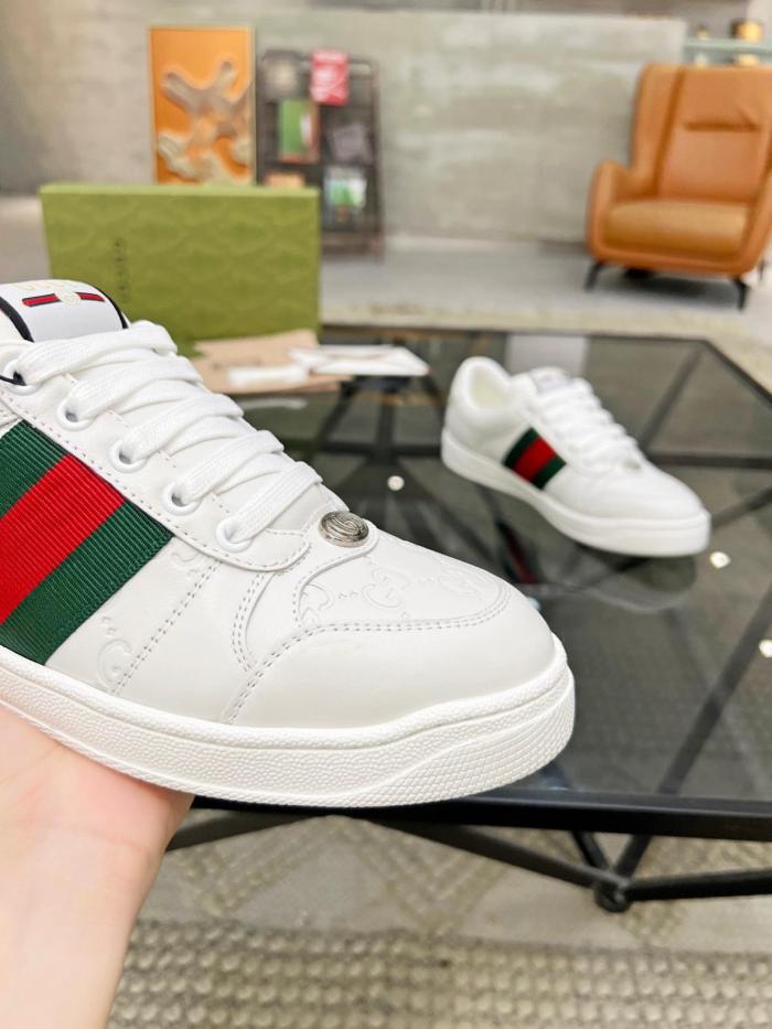 GUCCI Screener Dusty Shoes Skateboard Shoes Men's White Green