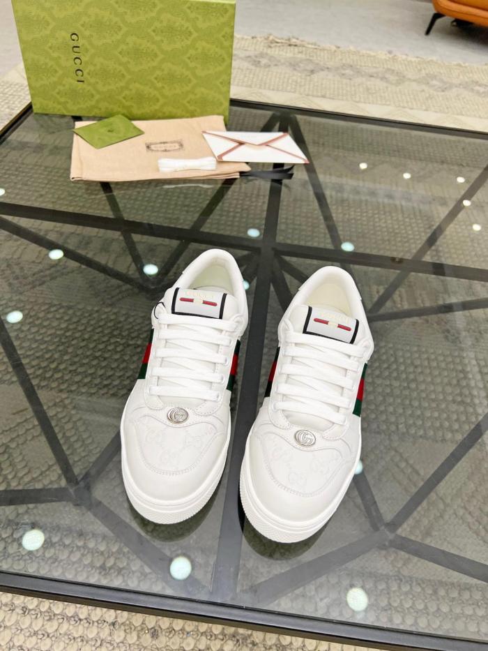 GUCCI Screener Dusty Shoes Skateboard Shoes Men's White Green