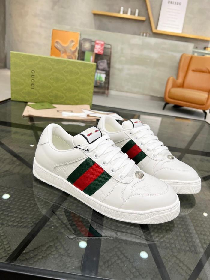 GUCCI Screener Dusty Shoes Skateboard Shoes Men's White Green