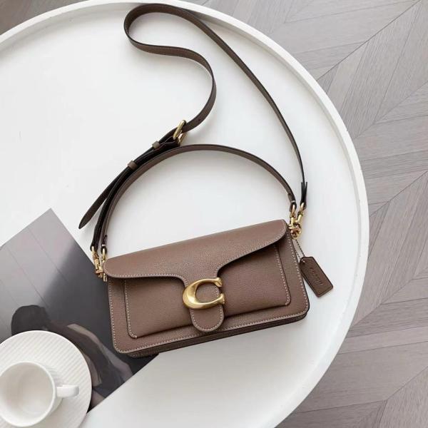 COACH Tabby Polished Textured Leather Handbag Shoulder Bag Medium Size Women's Dark Brown CH857-B4CBD size 26*15.2*8.2 cm