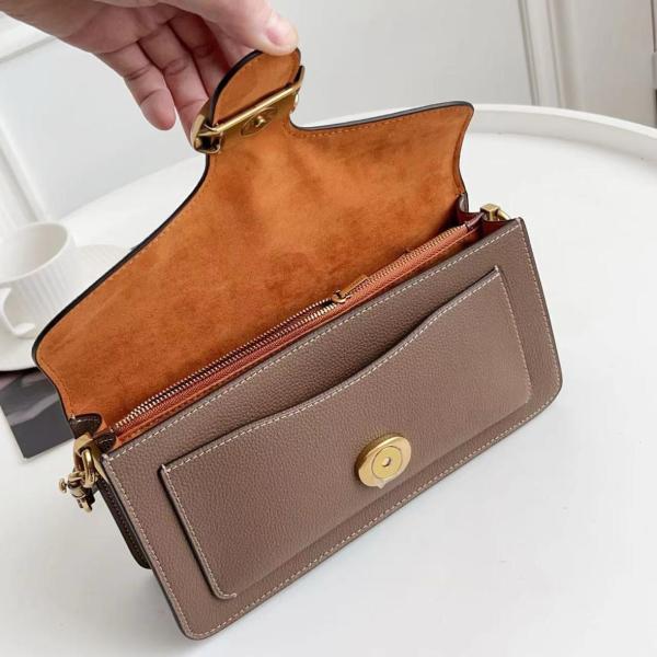 COACH Tabby Polished Textured Leather Handbag Shoulder Bag Medium Size Women's Dark Brown CH857-B4CBD size 26*15.2*8.2 cm