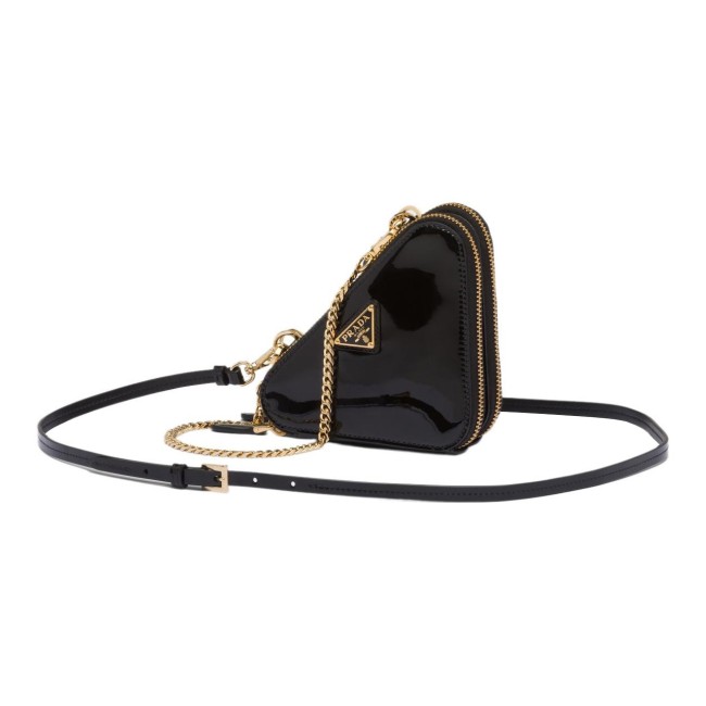 PRADA Leather One Shoulder Crossbody Clutches Mini Women's Black 1NR015_069_F03KJ size Length: 15cm, Width: 10cm