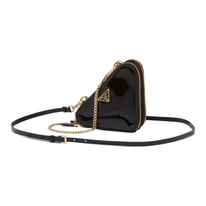 PRADA Leather One Shoulder Crossbody Clutches Mini Women's Black 1NR015_069_F03KJ size Length: 15cm, Width: 10cm