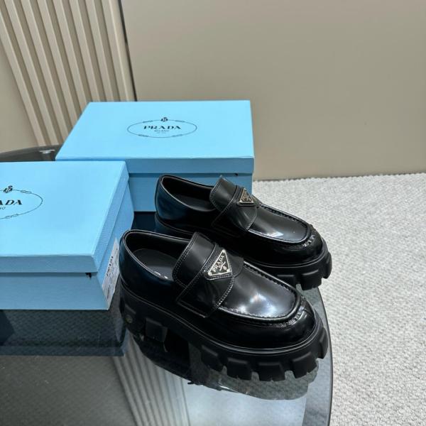 PRADA Chocolate Patent Leather Loafers