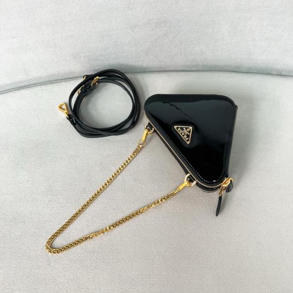 PRADA Leather One Shoulder Crossbody Clutches Mini Women's Black 1NR015_069_F03KJ size Length: 15cm, Width: 10cm