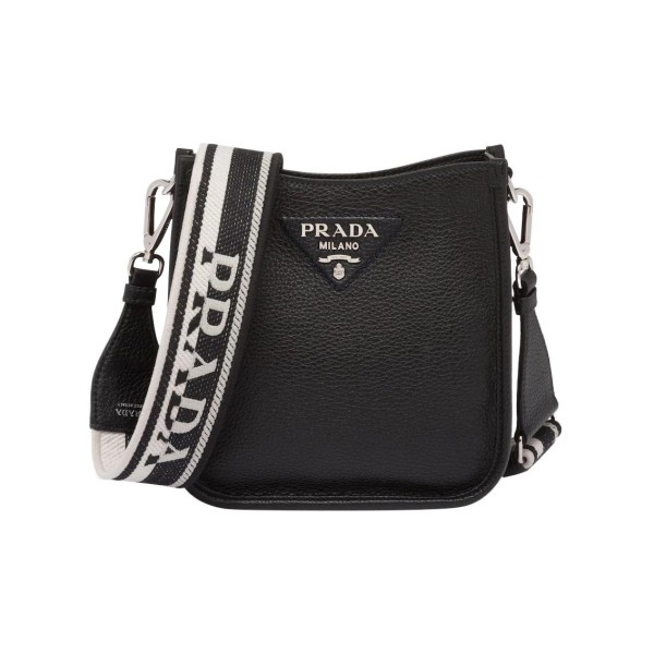 PRADA Leather Messenger Bag Crossbody Bag Shoulder Bag Women's Black 1BH191_2DKV_F0002_V_3OO size 19*6*20 cm