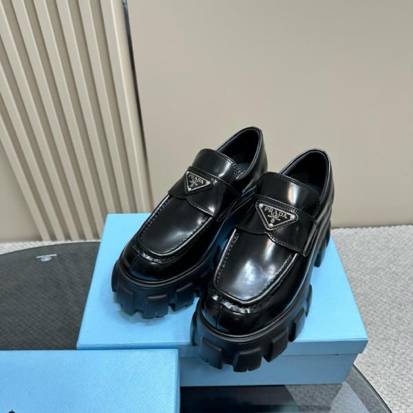 PRADA Chocolate Patent Leather Loafers