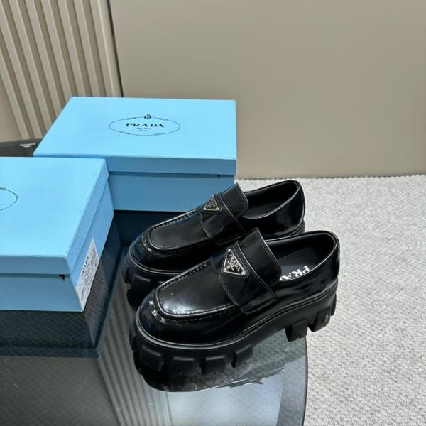 PRADA Chocolate Patent Leather Loafers