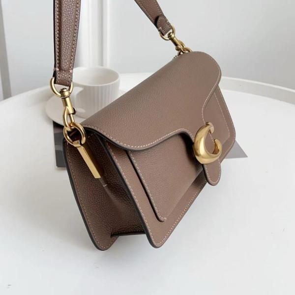 COACH Tabby Polished Textured Leather Handbag Shoulder Bag Medium Size Women's Dark Brown CH857-B4CBD size 26*15.2*8.2 cm