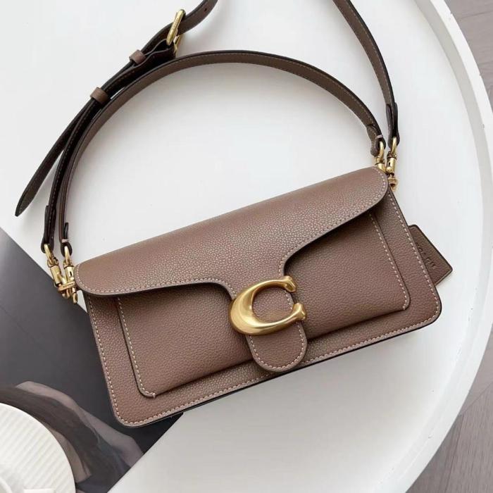 COACH Tabby Polished Textured Leather Handbag Shoulder Bag Medium Size Women's Dark Brown CH857-B4CBD size 26*15.2*8.2 cm