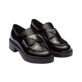 PRADA Chocolate Patent Leather Loafers