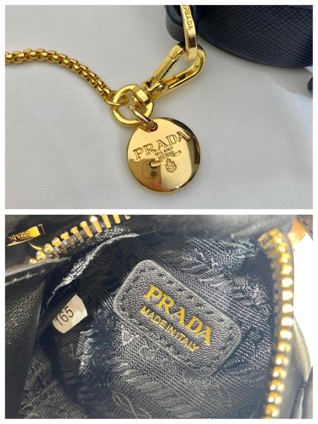 PRADA Saffiano Leather Small Round Bag Portable Crossbody Bag Shoulder Bag Women's Black 1NR023_QHH_F0002 size 8*3*8 cm 