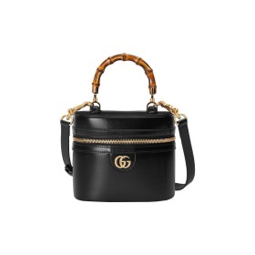 GUCCI Leather Handbag Shoulder Bag Crossbody Bag Mini Women's Black 760200-10O0G-1000 size 15.5*4*13.5 cm