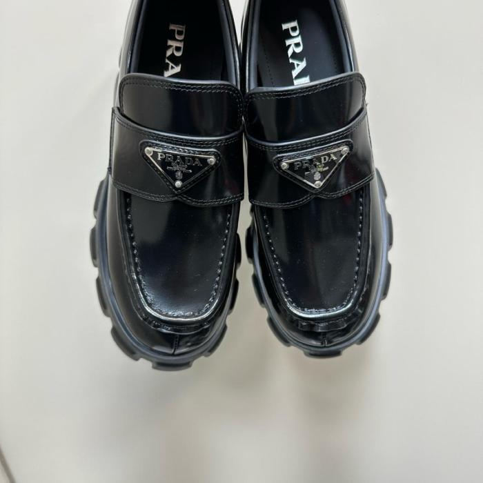 PRADA Chocolate Patent Leather Loafers