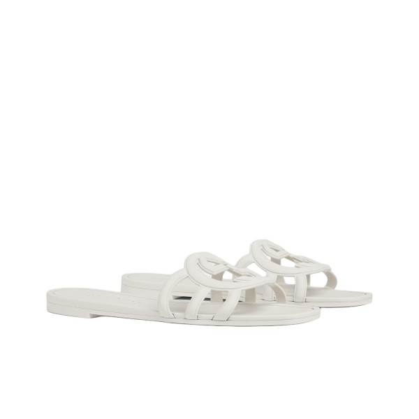 GUCCI Interlocking Rubber Sole Slide Slippers Women's White