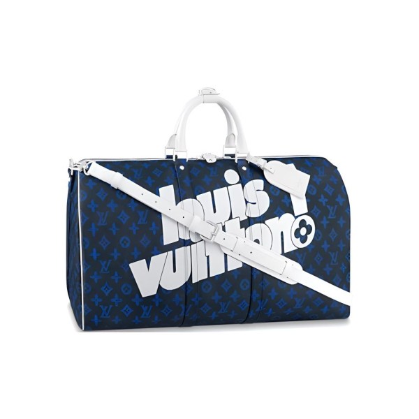 LOUIS VUITTON keepall 55 capsule series classic old flower letter signature monkey bag cowhide travel bag boarding bag handheld shoulder messenger bag travel bag M45874 size 55*24*31cm 