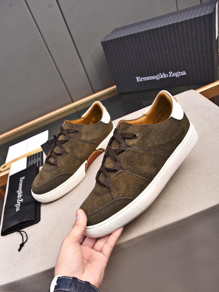 Ermenegildo Zegna Skateboard Shoes Men Low-Top Dark Brown