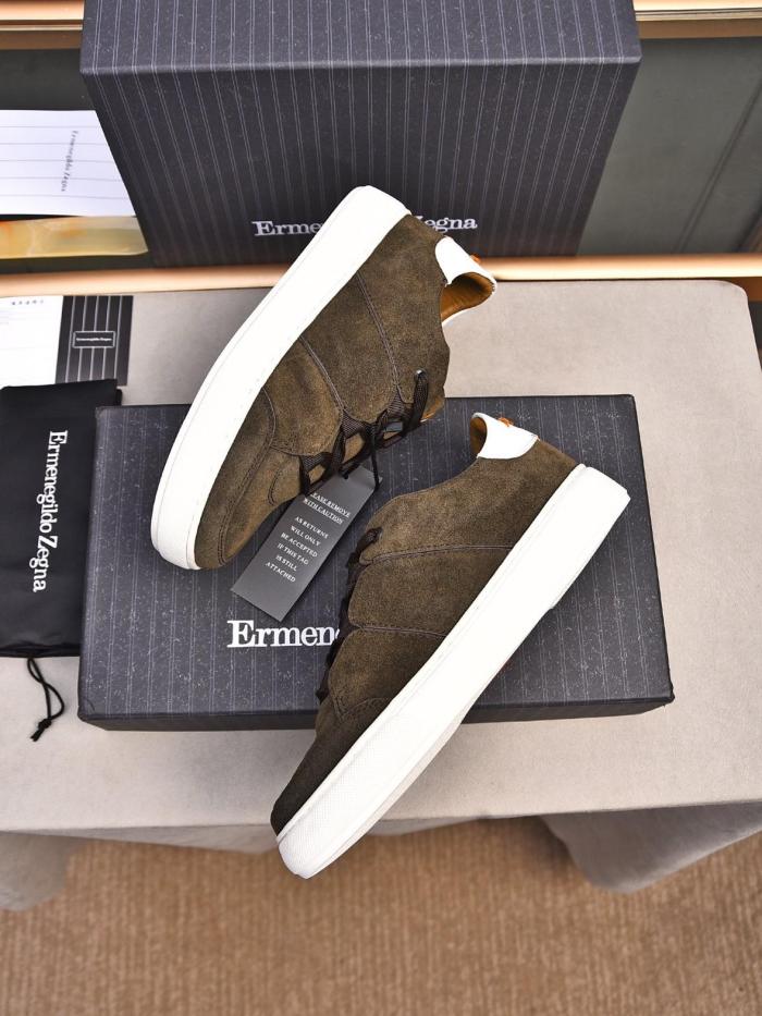 Ermenegildo Zegna Skateboard Shoes Men Low-Top Dark Brown