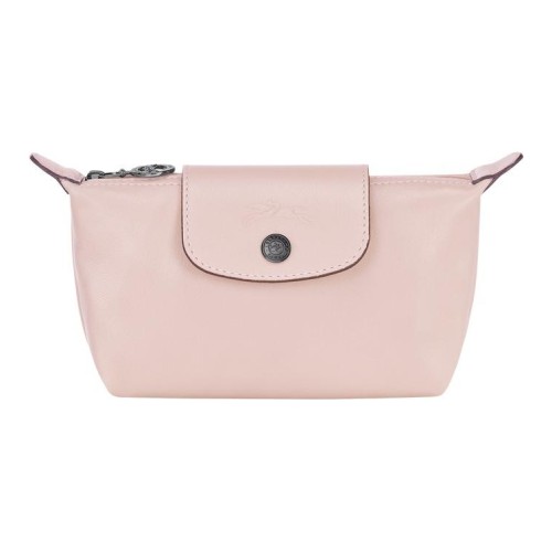 LONGCHAMP Le Pliage Cuir Sheepskin Dumpling Bag Clutches Women's Light Pink 34174757P53 size 17*11*5.5 cm