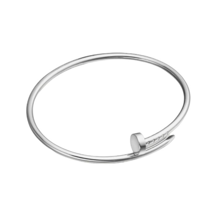CARTIER Juste un Clou series solid nail shape rhodium plated 18K white gold bracelet silver B6083917