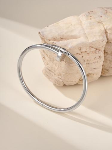 CARTIER Juste un Clou series solid nail shape rhodium plated 18K white gold bracelet silver B6083917