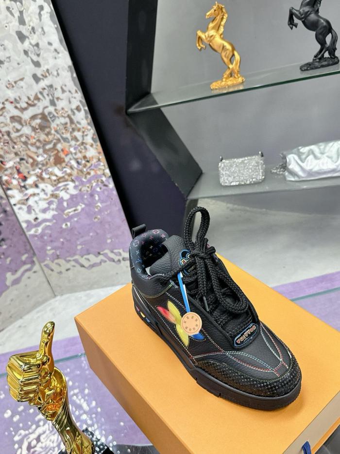 LOUIS VUITTON Skate Low Top Skateboard Shoes Men's Black