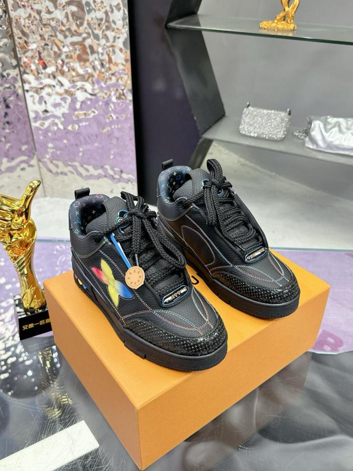 LOUIS VUITTON Skate Low Top Skateboard Shoes Men's Black
