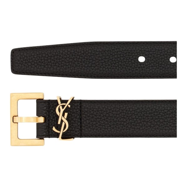 SAINT LAURENT Cassandre Logo Plaque Belt Width: 3cm