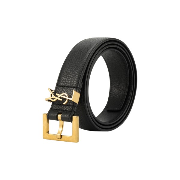 SAINT LAURENT Cassandre Logo Plaque Belt Width: 3cm