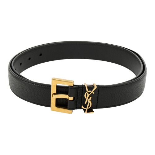 SAINT LAURENT Cassandre Logo Plaque Belt Width: 3cm