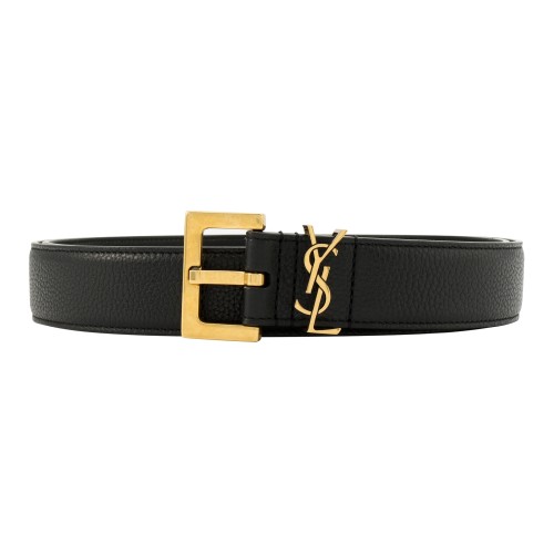 SAINT LAURENT Cassandre Logo Plaque Belt Width: 3cm