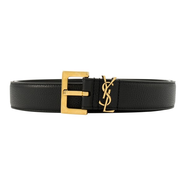 SAINT LAURENT Cassandre Logo Plaque Belt Width: 3cm
