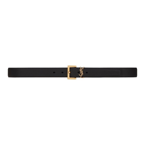 SAINT LAURENT Cassandre Logo Plaque Belt Width: 3cm