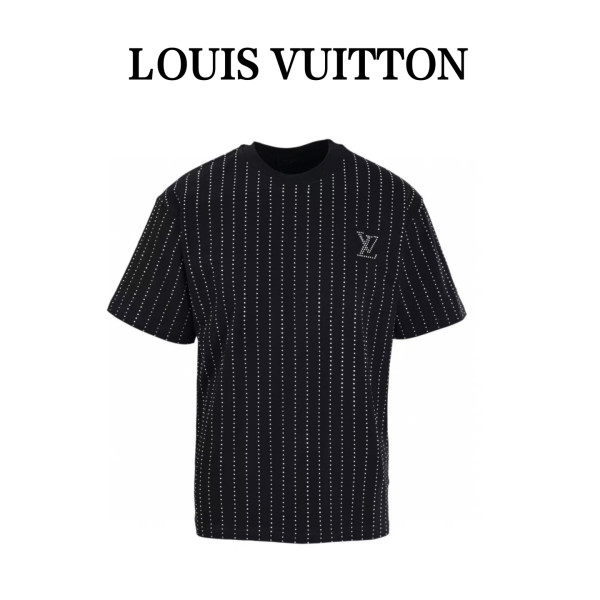LOUIS VUITTON Crystal Embellished Cotton T Shirt