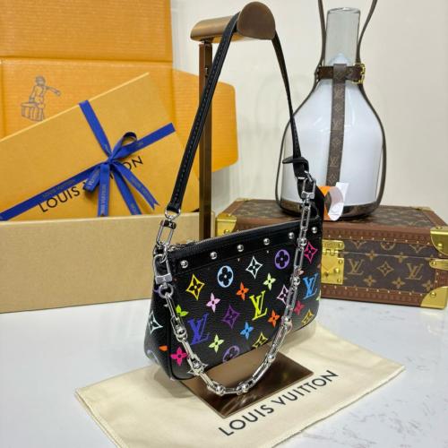 LOUIS VUITTON X Takashi Murakami Pochette Accessoires Black Multicolored M13663 size 22*4*13 cm 