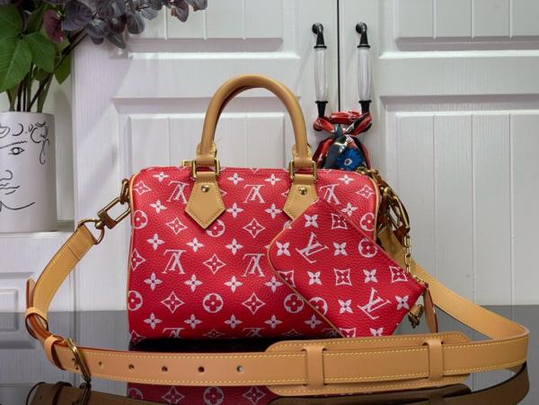 LOUIS VUITTON Speedy P9 Bandoulière 25 Monogram Leather Red M24425 size 25*15*15 cm