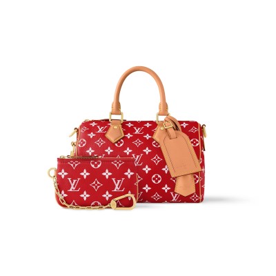 LOUIS VUITTON Speedy P9 Bandoulière 25 Monogram Leather Red M24425 size 25*15*15 cm