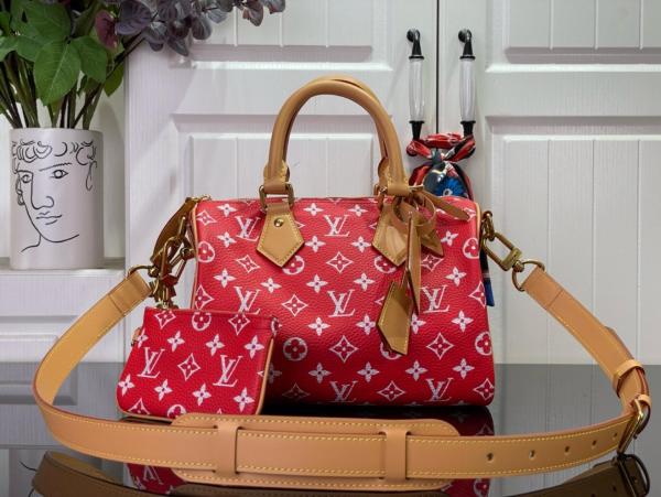 LOUIS VUITTON Speedy P9 Bandoulière 25 Monogram Leather Red M24425 size 25*15*15 cm