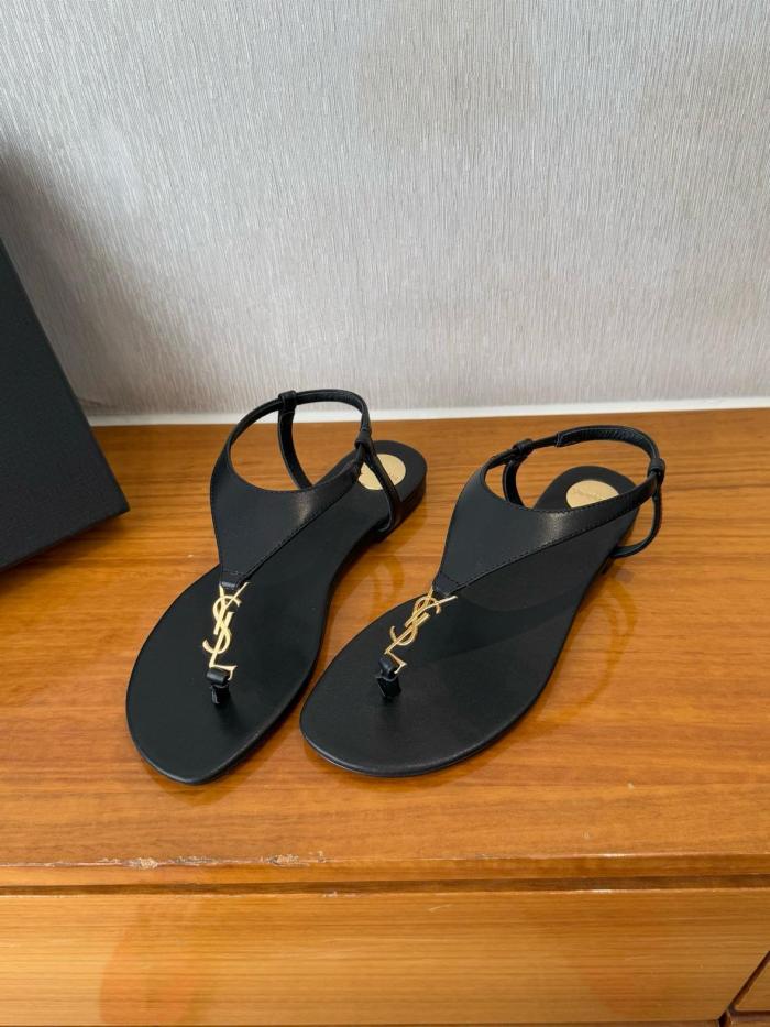 SAINT LAURENT CASSANDRA Strap Sandals Women's Black