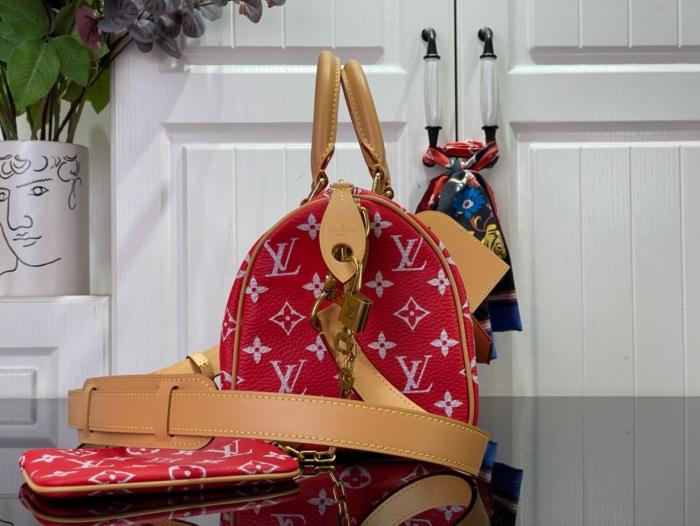 LOUIS VUITTON Speedy P9 Bandoulière 25 Monogram Leather Red M24425 size 25*15*15 cm
