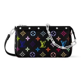 LOUIS VUITTON X Takashi Murakami Pochette Accessoires Black Multicolored M13663 size 22*4*13 cm 