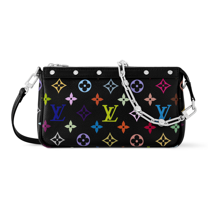 LOUIS VUITTON X Takashi Murakami Pochette Accessoires Black Multicolored M13663 size 22*4*13 cm 