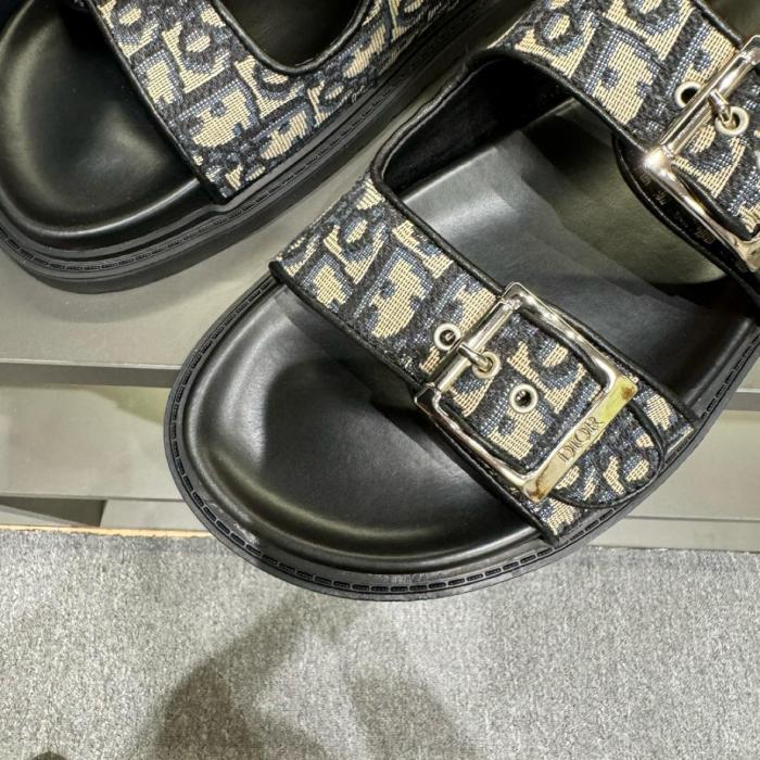 DIOR Aqua Sandal Beige Black DIOR Oblique Jacquard