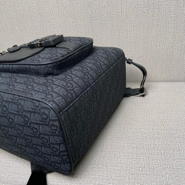 DIOR OBLIQUE Grained Calfskin Backpack Men's Black 1ADBA200YKS-H03E size 26.5*15*40 cm