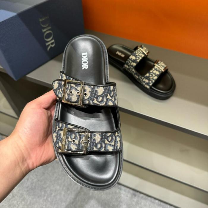 DIOR Aqua Sandal Beige Black DIOR Oblique Jacquard