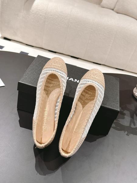 CHANEL Casual Single Shoes Women's White Beige